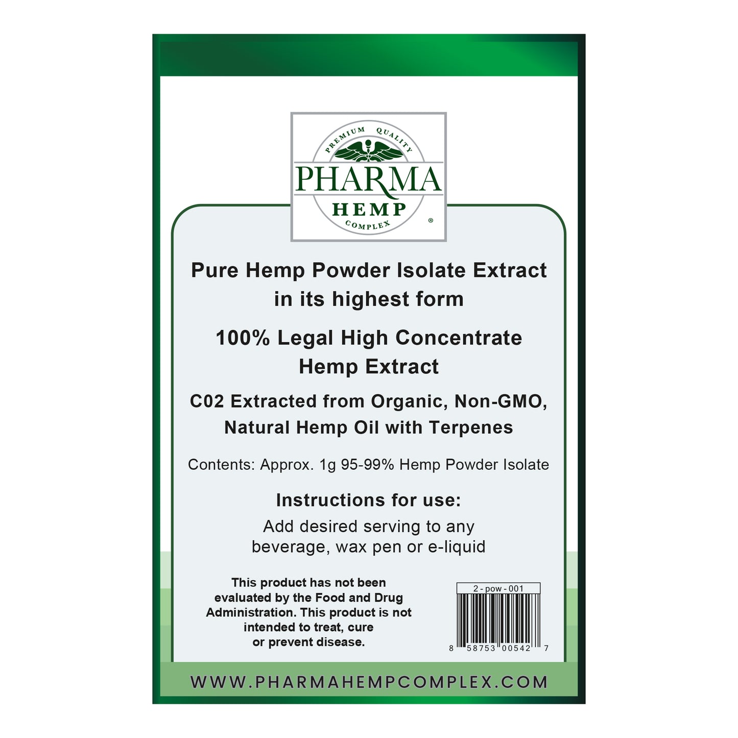 Pharma Hemp Complex CBD Isolate Powder / CBD Crystalline